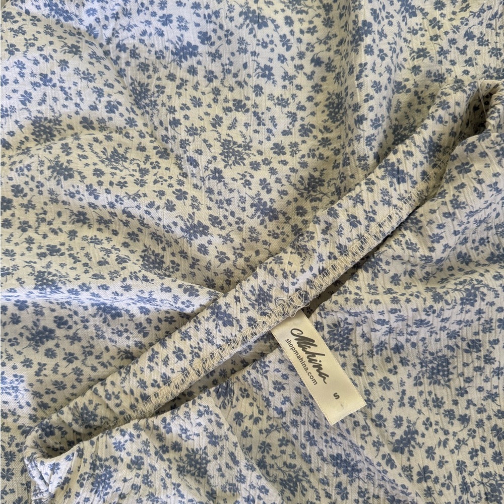 Mahina Blue and White Floral Maxi Skirt
